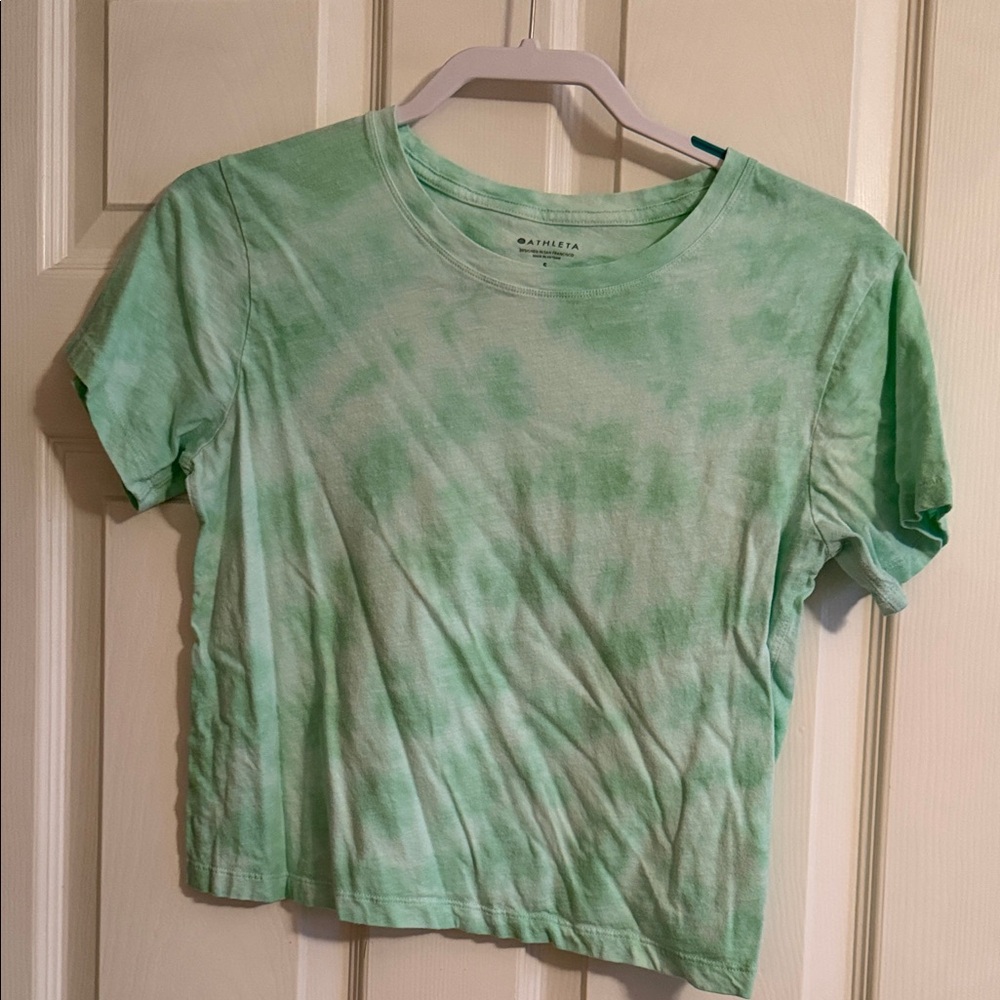 Athleta Green Tie-Dye Short Sleeve Tee